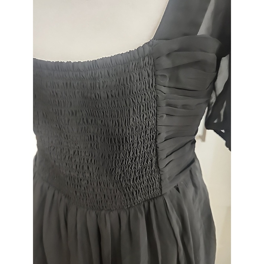 Abercrombie & Fitch Black V-Neck Puff Sleeve Lined Mini Dress Size Medium - Picture 5 of 7